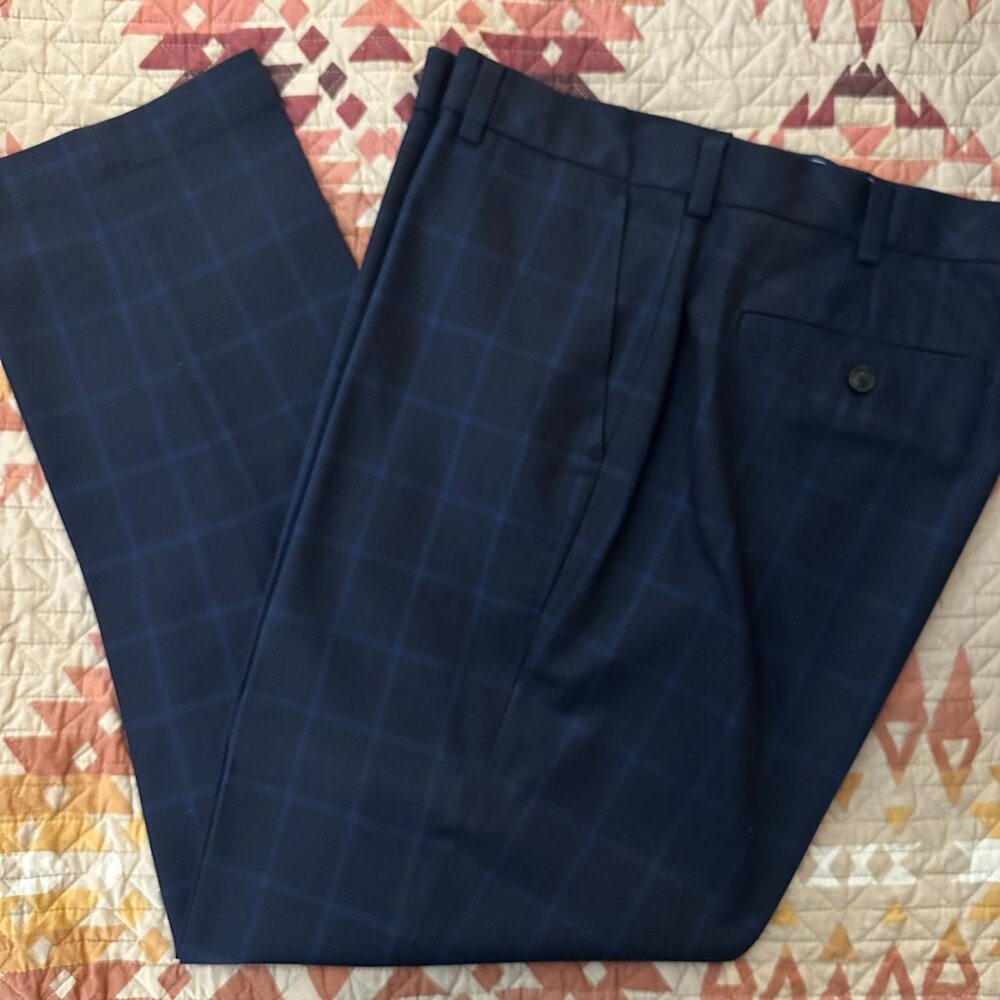 Brooks Brothers Navy Blue Plaid Chinos